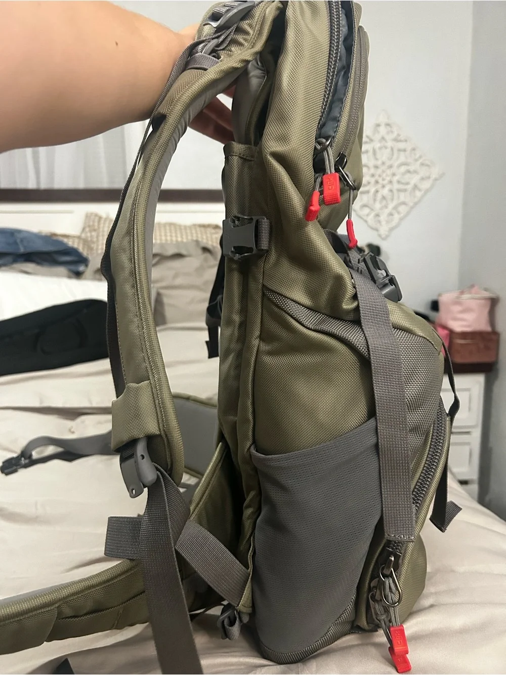 Olive Green Men's Backpack - Durable Everyday and Travel Bag